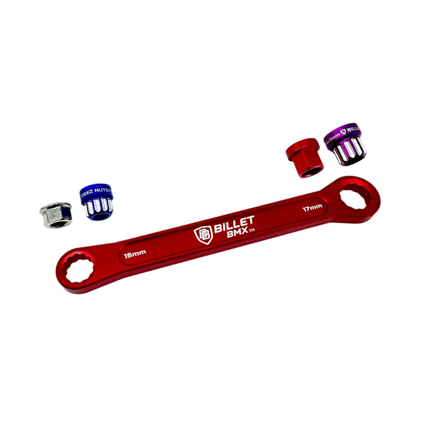 BILLET BMX DEEZ NUTS BILLET ALUMINUM BIKE AXLE NUT WRENCH 15mm & 17mm