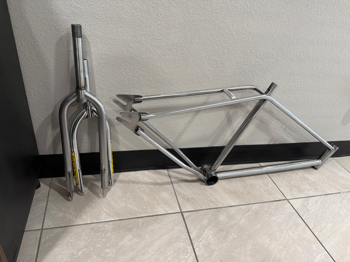 Torker 50 Year Anniversary Cruiser frames and forks in triple plated show chrome