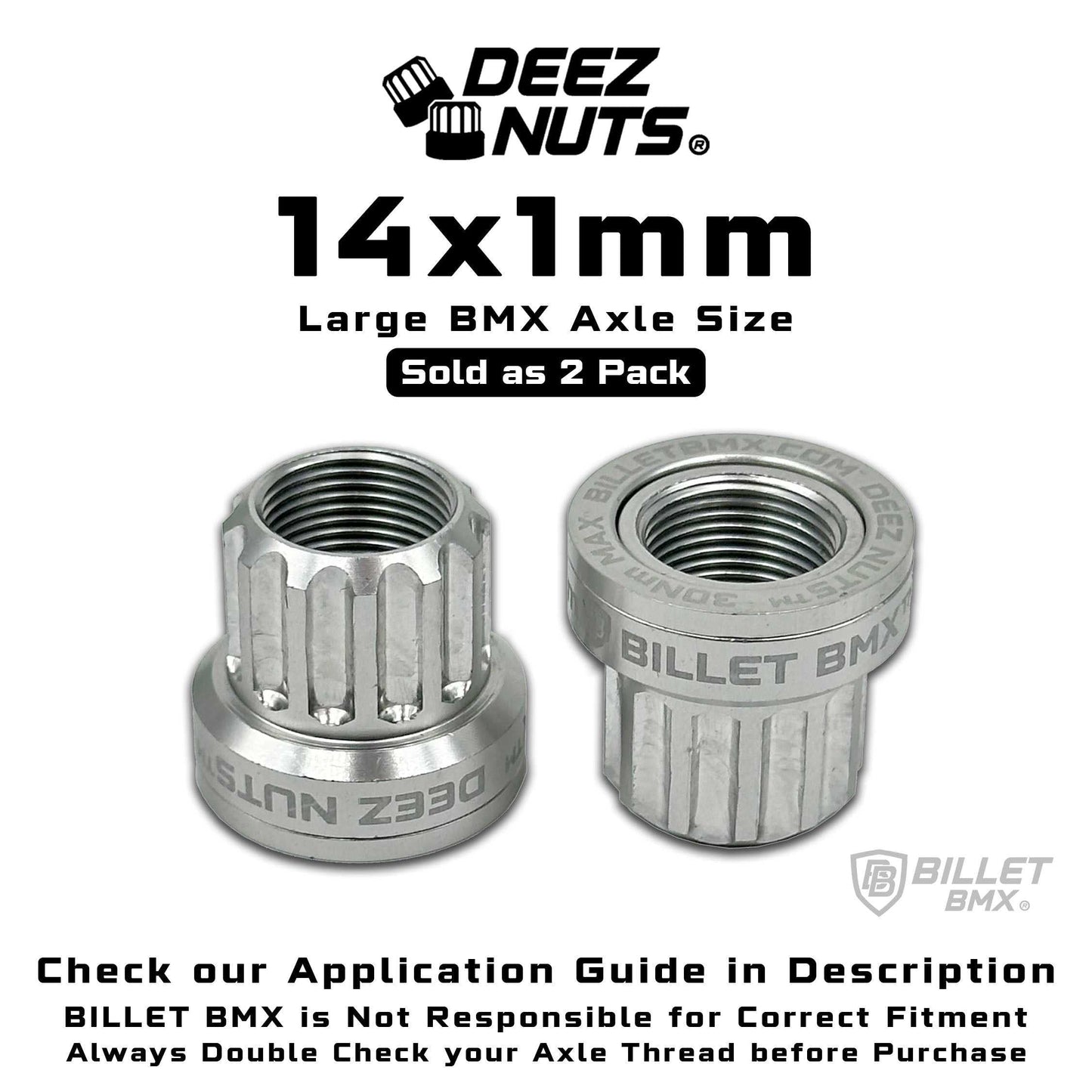 BILLET BMX Deez Nuts 12 Point Bike Axle Nuts 14x1mm (2-Pack)