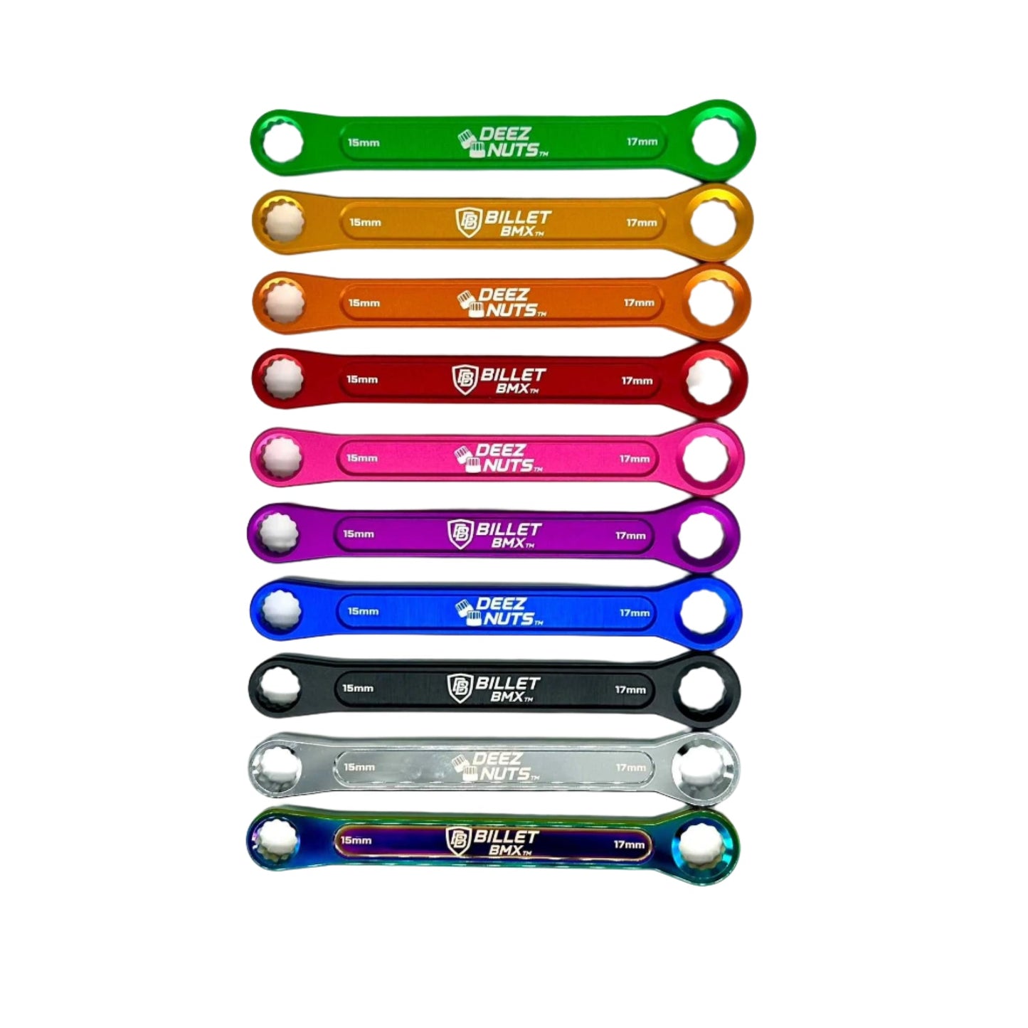 BILLET BMX DEEZ NUTS BILLET ALUMINUM BIKE AXLE NUT WRENCH 15mm & 17mm