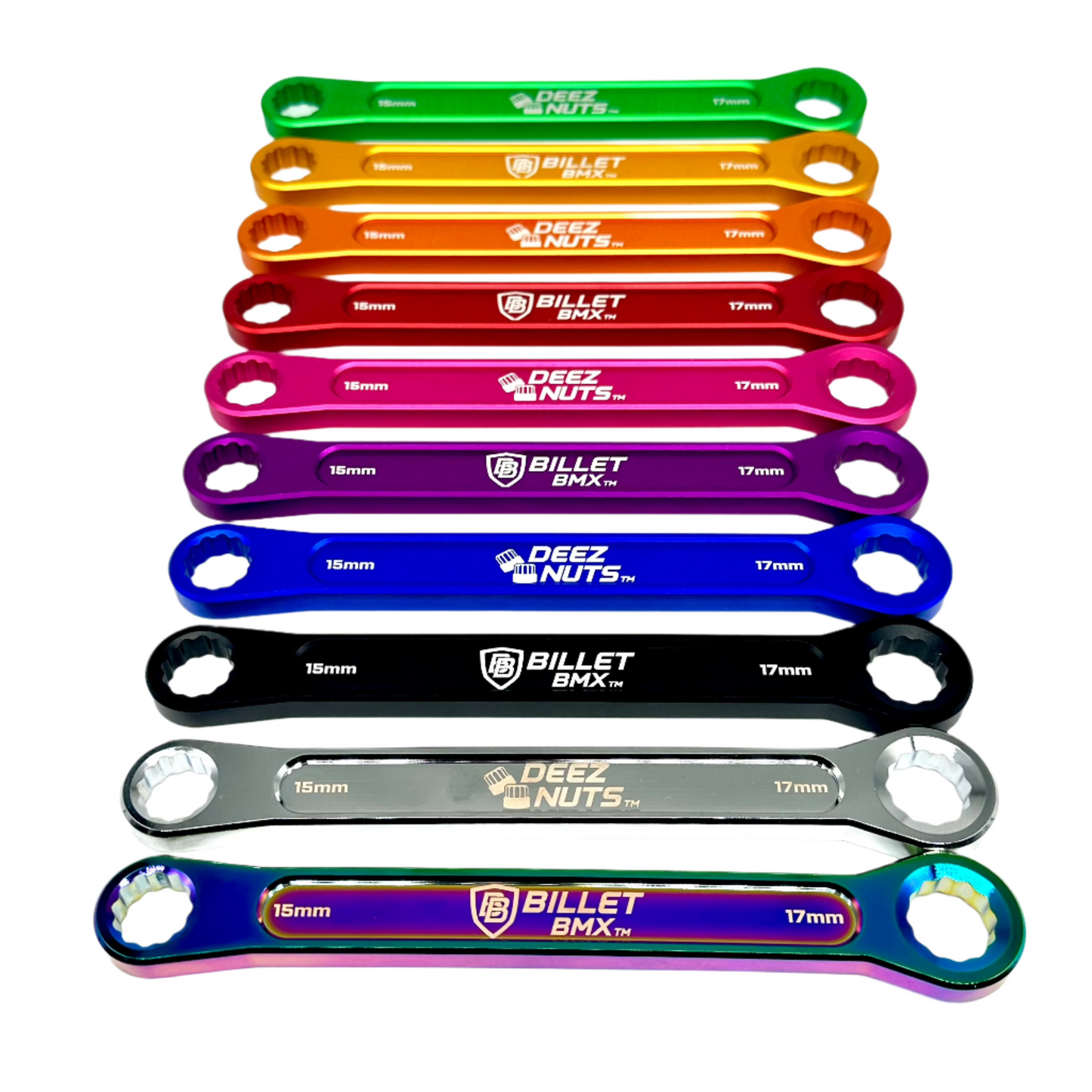 BILLET BMX DEEZ NUTS BILLET ALUMINUM BIKE AXLE NUT WRENCH 15mm & 17mm