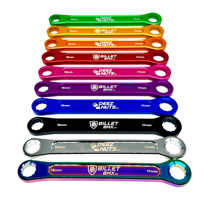 BILLET BMX DEEZ NUTS BILLET ALUMINUM BIKE AXLE NUT WRENCH 15mm & 17mm