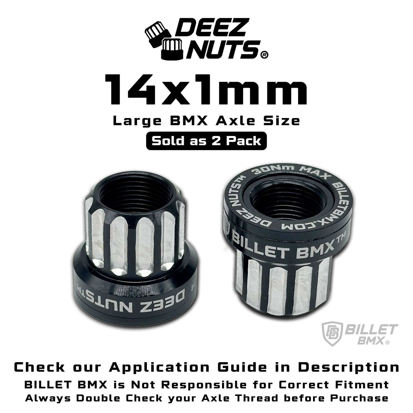 BILLET BMX Deez Nuts 12 Point Bike Axle Nuts 14x1mm (2-Pack)