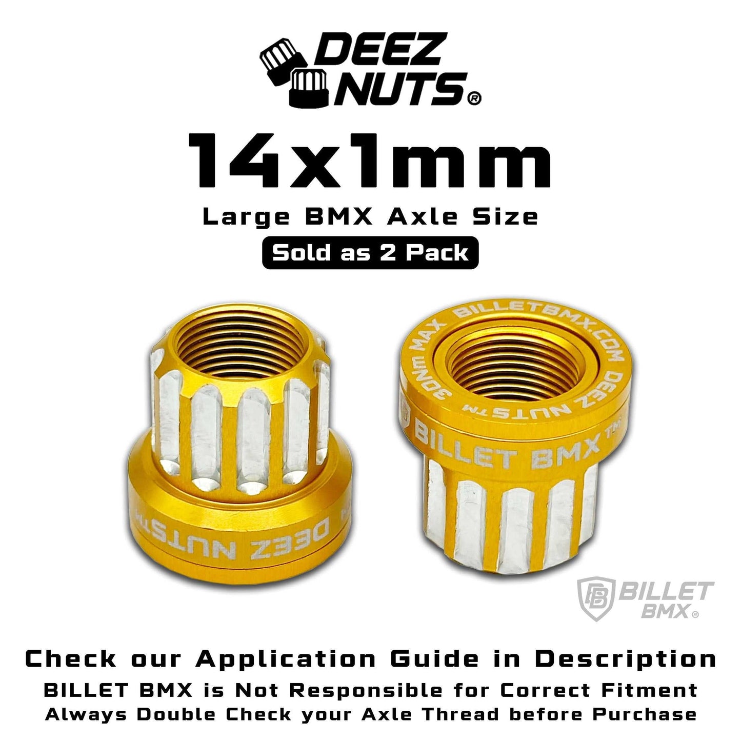 BILLET BMX Deez Nuts 12 Point Bike Axle Nuts 14x1mm (2-Pack)
