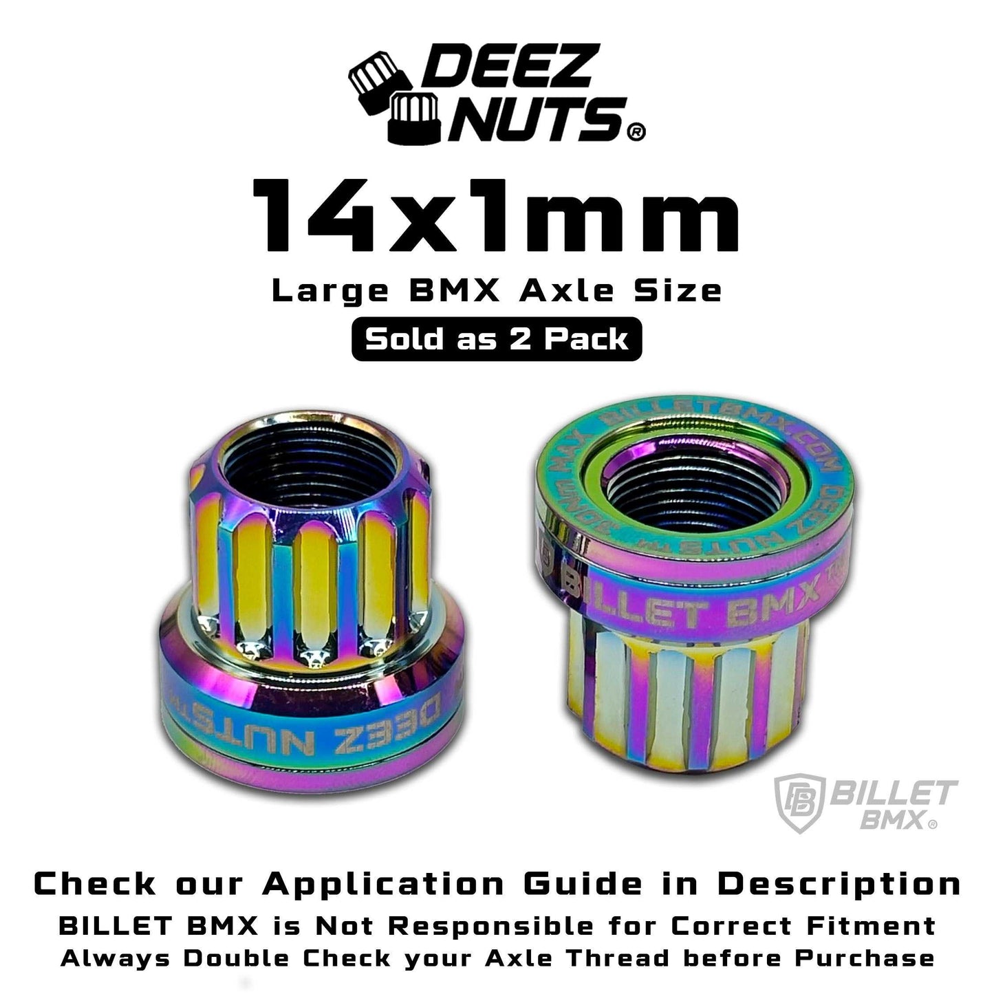 BILLET BMX Deez Nuts 12 Point Bike Axle Nuts 14x1mm (2-Pack)