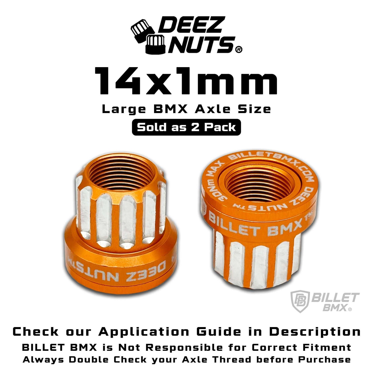 BILLET BMX Deez Nuts 12 Point Bike Axle Nuts 14x1mm (2-Pack)