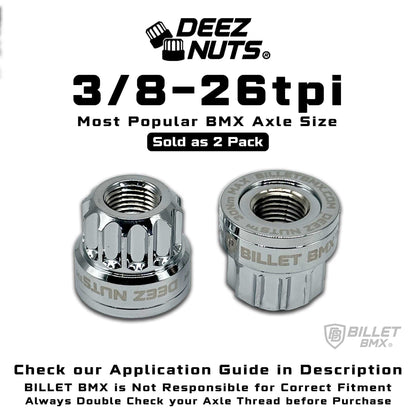 BILLET BMX Axle Nuts Deez Nuts 12 Point Bike Axle Nuts 3/8"-26tpi (2-Pack)