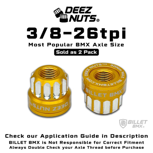 BILLET BMX Axle Nuts Deez Nuts 12 Point Bike Axle Nuts 3/8"-26tpi (2-Pack)