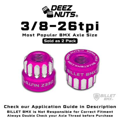 BILLET BMX Axle Nuts Deez Nuts 12 Point Bike Axle Nuts 3/8"-26tpi (2-Pack)