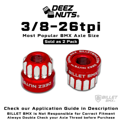 BILLET BMX Axle Nuts Deez Nuts 12 Point Bike Axle Nuts 3/8"-26tpi (2-Pack)