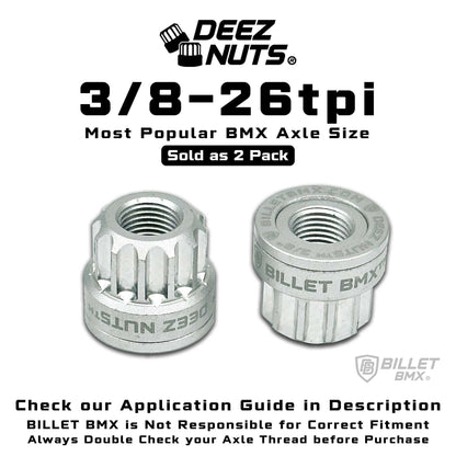 BILLET BMX Axle Nuts Deez Nuts 12 Point Bike Axle Nuts 3/8"-26tpi (2-Pack)