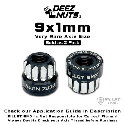 BILLET BMX Deez Nuts 12 Point Bike Axle Nuts 9x1mm SPECIAL SIZE FOR ZOOZ FRONT (2-Pack)