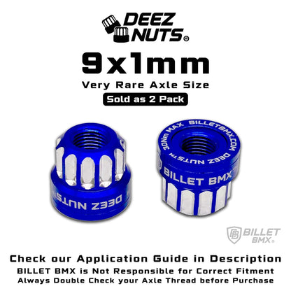 BILLET BMX Deez Nuts 12 Point Bike Axle Nuts 9x1mm SPECIAL SIZE FOR ZOOZ FRONT (2-Pack)