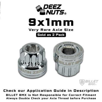 BILLET BMX Deez Nuts 12 Point Bike Axle Nuts 9x1mm SPECIAL SIZE FOR ZOOZ FRONT (2-Pack)