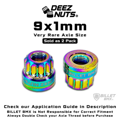BILLET BMX Deez Nuts 12 Point Bike Axle Nuts 9x1mm SPECIAL SIZE FOR ZOOZ FRONT (2-Pack)