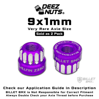 BILLET BMX Deez Nuts 12 Point Bike Axle Nuts 9x1mm SPECIAL SIZE FOR ZOOZ FRONT (2-Pack)